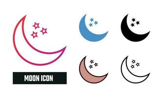 Moon Icon Set Vector Illustration