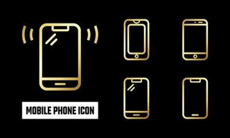 Golden Mobile Phone Icon Vector Illustration