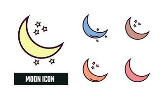 Moon Icon Vector Illustration. Moon Lineal Color Icon