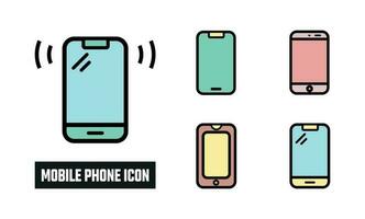 Mobile Phone Icon Vector Illustration. Mobile Phone Lineal Color Icon