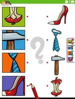 match cartoon objects and clippings educational game vector