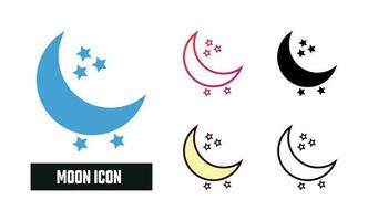 Moon Icon Set Vector Illustration