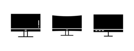 Monitor Screen Fill Icon Symbol Vector. Black Glyph Monitor Screen Icon vector