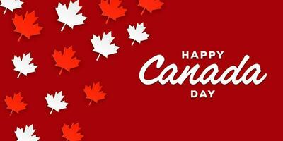 vector design happy canada day horizontal banner illustration with maple leaves