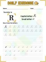 Cursive Alphabet Letter Tracing Practice and Handwriting Exercise for Primary and Kindergarten School Kids vector