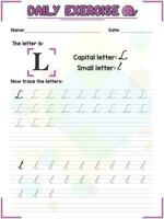 Cursive Alphabet Letter Tracing Practice and Handwriting Exercise for Primary and Kindergarten School Kids vector