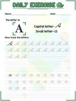 Cursive Alphabet Letter Tracing Practice and Handwriting Exercise for Primary and Kindergarten School Kids vector