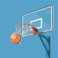 Basketball through the hoop with a blue-sky background vector illustration for printing