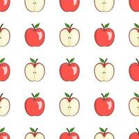 Seamless pattern of whole and sliced apples with a white background is perfect for creative print needs vector