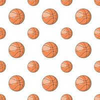 Basketball pattern with orange color and white background in flat style for creative or print. Seamless repeat pattern vector