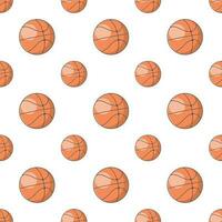 Basketball pattern with orange color and white background in flat style for creative or print. Seamless repeat pattern vector