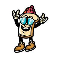 glasses bread mascot vector