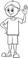 cartoon elementary age or teen boy character coloring page vector