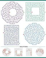 maze puzzle games graphs set with solutions vector