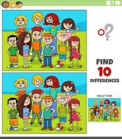 differences game with cartoon children or teens characters group vector