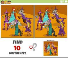 differences activity with cartoon witches fantasy characters vector