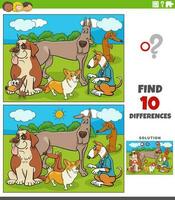 differences game with cartoon dogs characters group vector