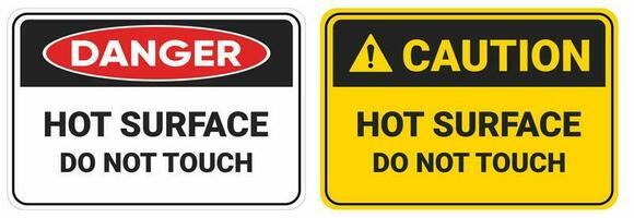 Safety sign Hot surface do not touch. sign warning, caution and danger Isolate On yellow Background Label. EPS10 vector