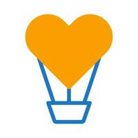 Air balloon love icon duotone blue orange style valentine illustration symbol perfect. vector