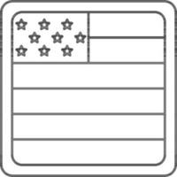 American Flag Badge Icon In Black Line Art. vector