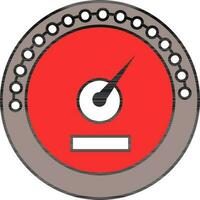 velocímetro icono en rojo y gris color. vector