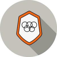 Olympic Shield Icon In Orange And White Color. vector