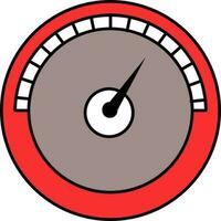 Speedometer Icon In Red And Gray Color. vector