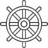 Flat Style Dharamachakra Line Art Icon. vector