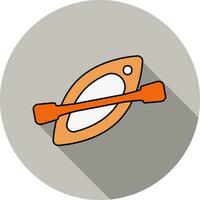 Kayak And Paddle Icon In Orange And White Color. vector