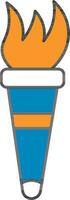 Blue And Orange Flaming Torch Icon In Flat Style. vector