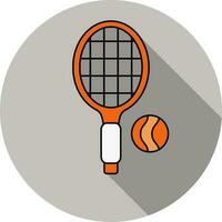 Tennis Racket With  Ball Icon In Orange And White Color. vector