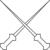 Crossed Fencing Icon In Black Line Art. vector