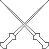 Crossed Fencing Icon In Black Line Art. vector