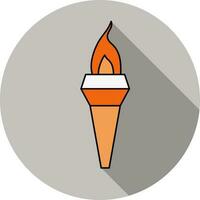 Flaming Torch Icon In Orange And White Color. vector