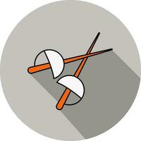 Crossed Fencing Icon In Orange And White Color. vector