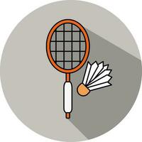 bádminton raqueta con volante icono en naranja y blanco color. vector