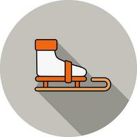 Ice Skate Icon In Orange And White Color. vector