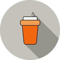 Disposable Cup With Straw Icon In Orange And White Color. vector