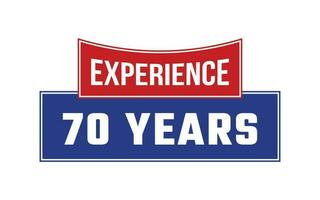 70 Years Experience Seal Vector