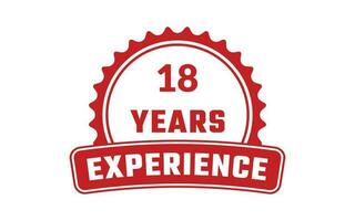 18 Years Experience Rubber Stamp vector
