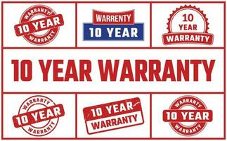 10 Year Warranty Rubber Stamp Set vector