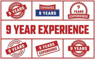 9 Years Experience Rubber Stamp Set vector