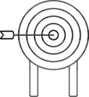 Dart In Target Board Line Art Icon. vector