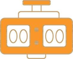 Digital Clock Icon In Orange And White Color. vector