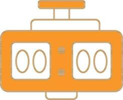 Digital Clock Icon In Orange And White Color. vector