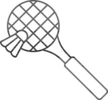 Badminton With Shuttlecock Icon in Black Outline. vector