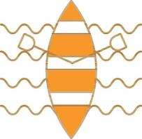 Kayak And Paddle Icon In Orange And White Color. vector