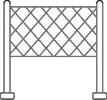 Badminton Or Volleyball Net Icon In Black Line Art. vector