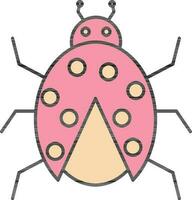 Ladybug Icon In Pink Color. vector