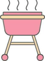 BBQ Grill Icon Or Symbol In Pink And Peach Yellow Color. vector
